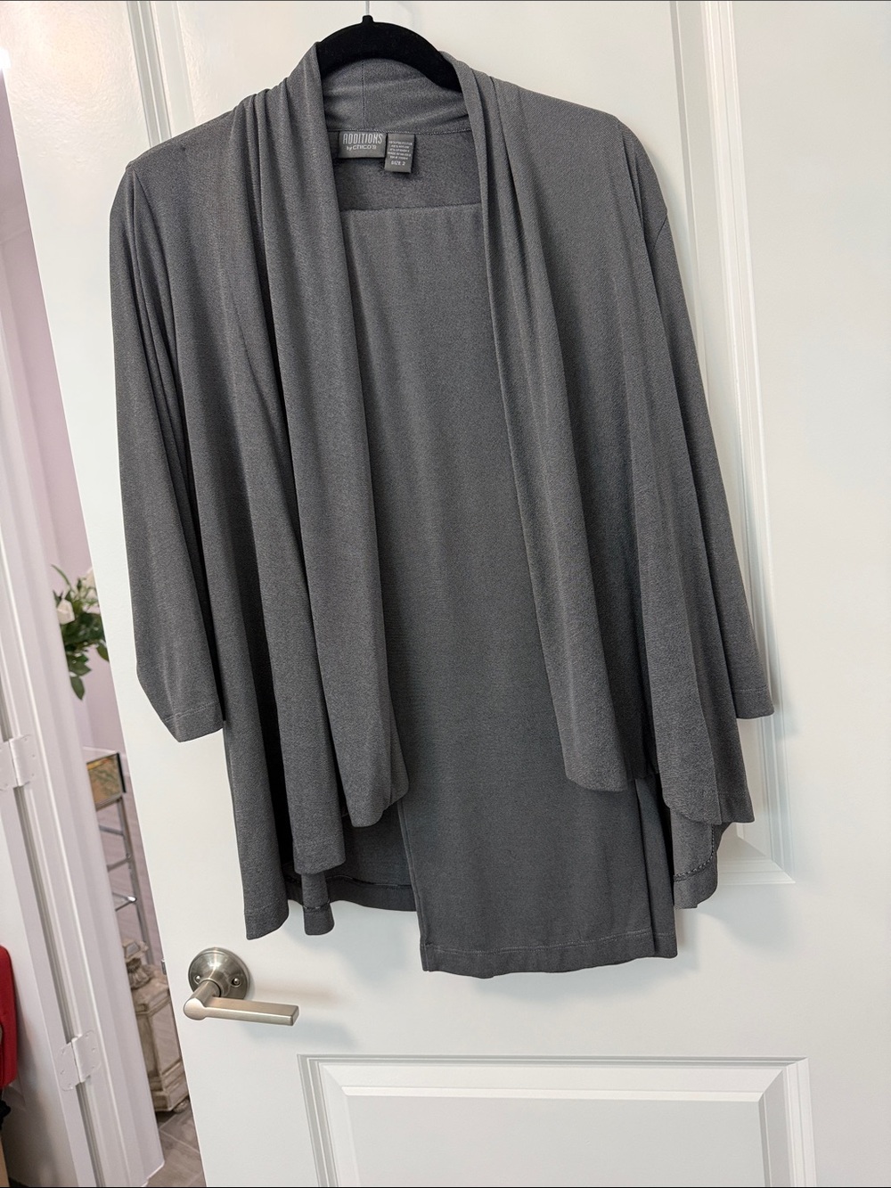 Chicos Additions Grey Open-Front Pantsuit